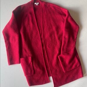 J.Jill Knit 3/4 Sleeve Long Red Women's Long Cardigan